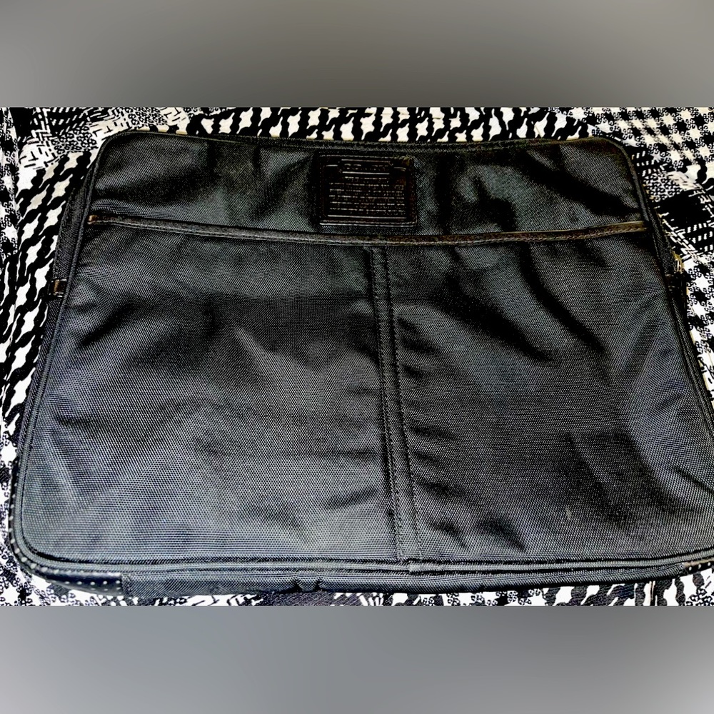 COACH Black Nylon Slim Padded Laptop Zip Case